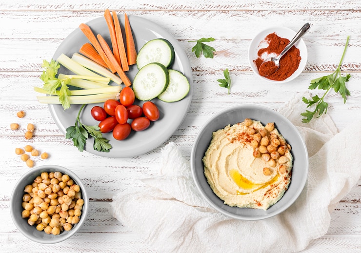 Delicious Salad with Creamy Hummus Dressing