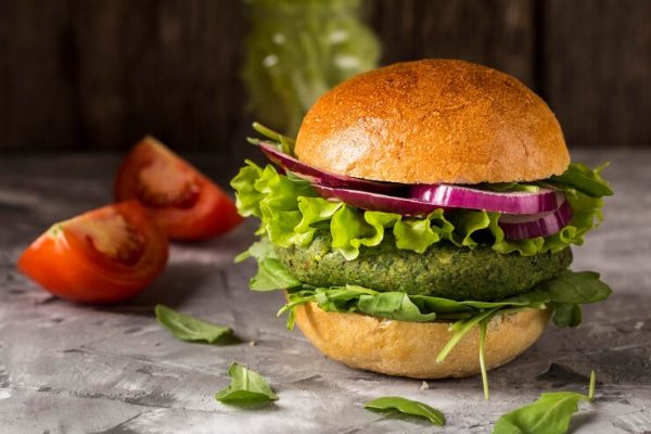 Simple Homemade Burger Infused with Fresh Mint