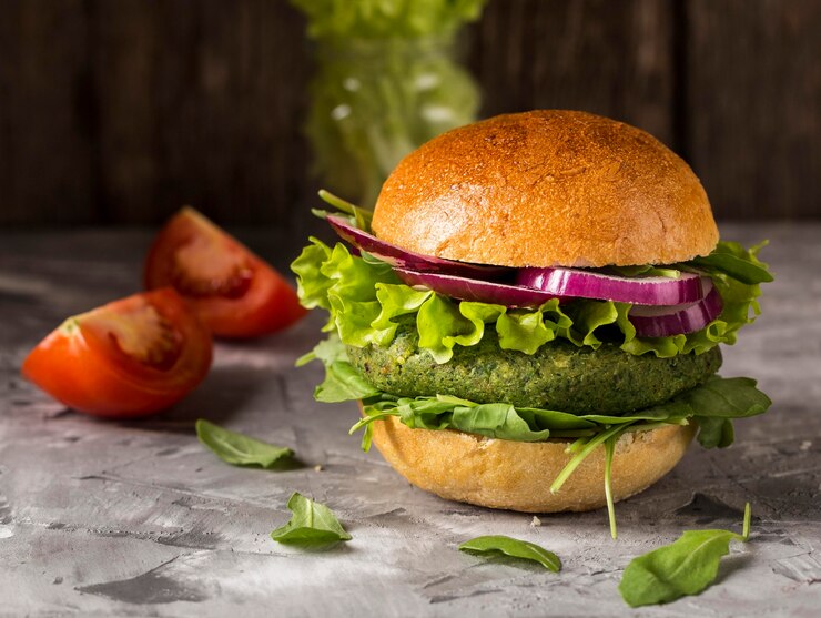 Simple Homemade Burger Infused with Fresh Mint
